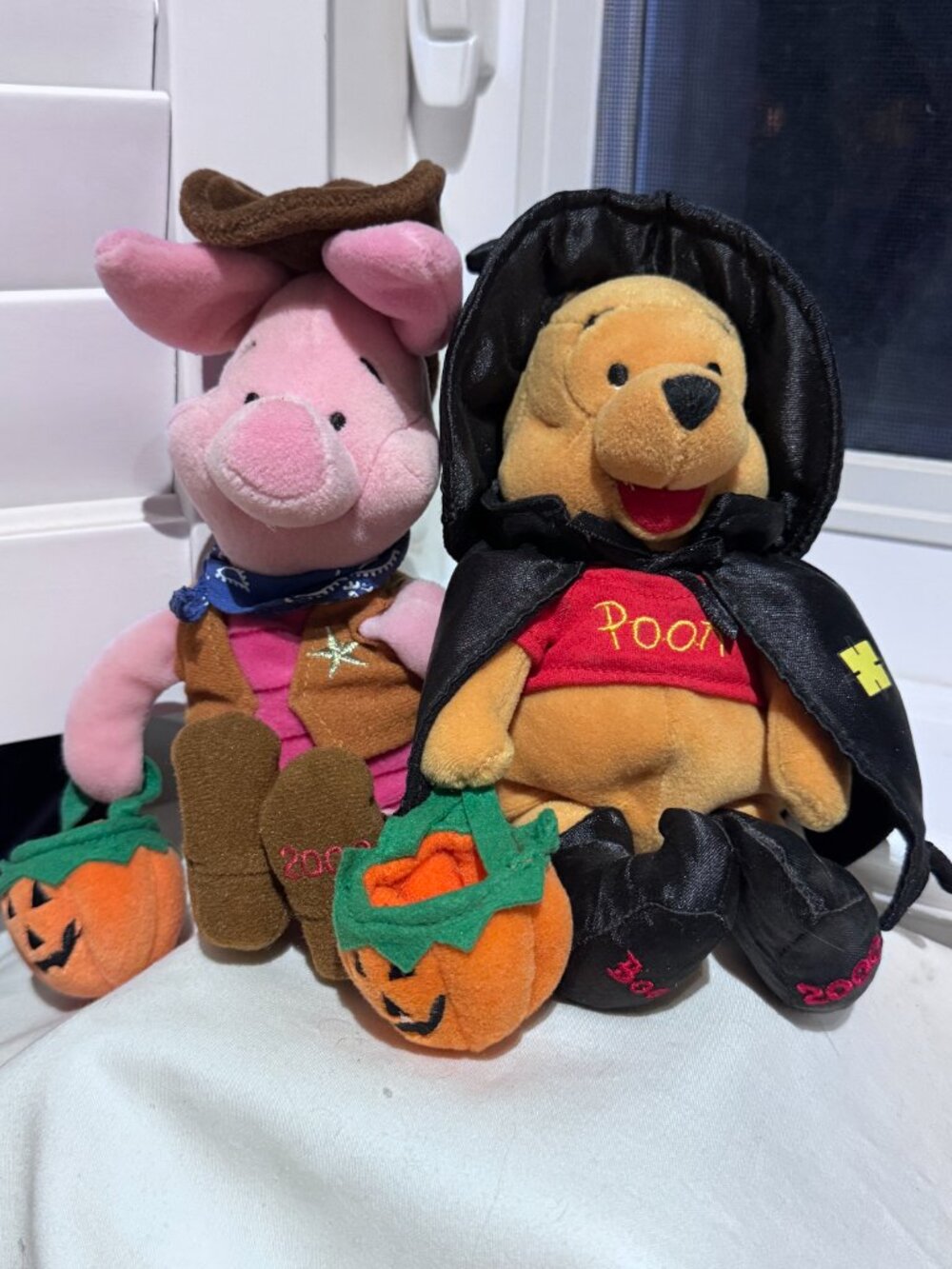 🍯🎃Disney Halloween Plush Bundle | Winnie the Pooh Witch & Piglet Cowboy (2000)